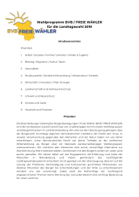 BVB/FREIE WÄHLER BB Wahlprogramm 2019