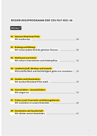 CDU Rheinland-Pfalz Wahlprogramm 2021