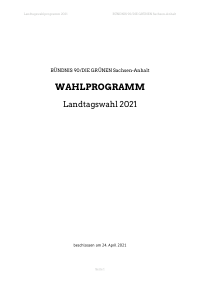BÜNDNIS 90/DIE GRÜNEN Sachsen-Anhalt Wahlprogramm 2021