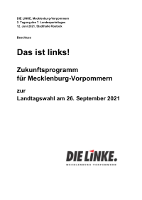 DIE LINKE Mecklenburg-Vorpommern Wahlprogramm 2021