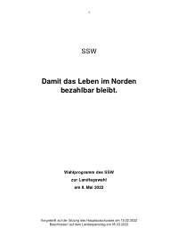 SSW Wahlprogramm 2022